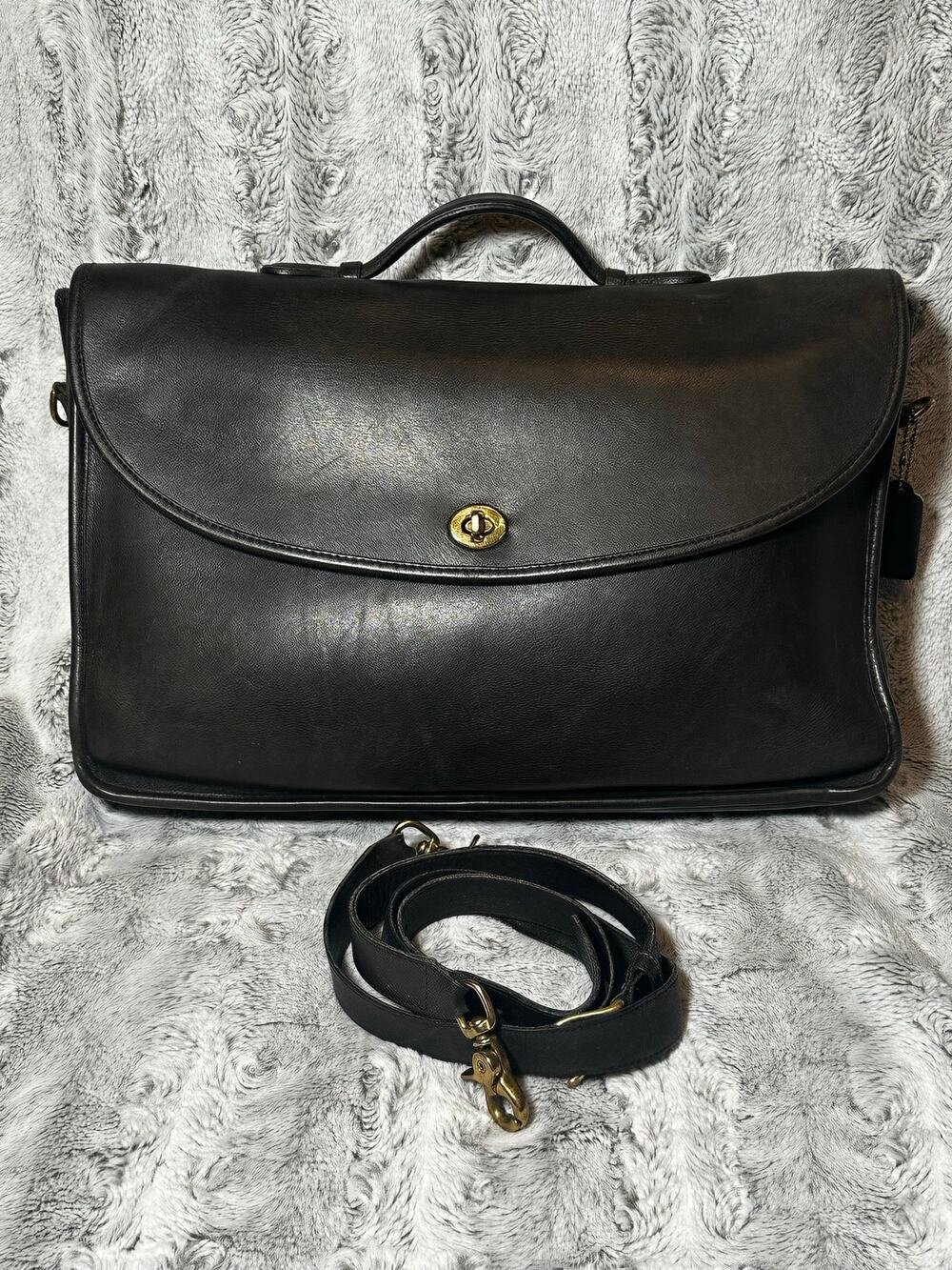 Vintage Coach Lexington Briefcase 5265 Black Leather Messenger Laptop Bag